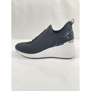 DKNY Keeva Shoes Womens Size 8 Black Wedge Platform Sneakers Knit Slip On